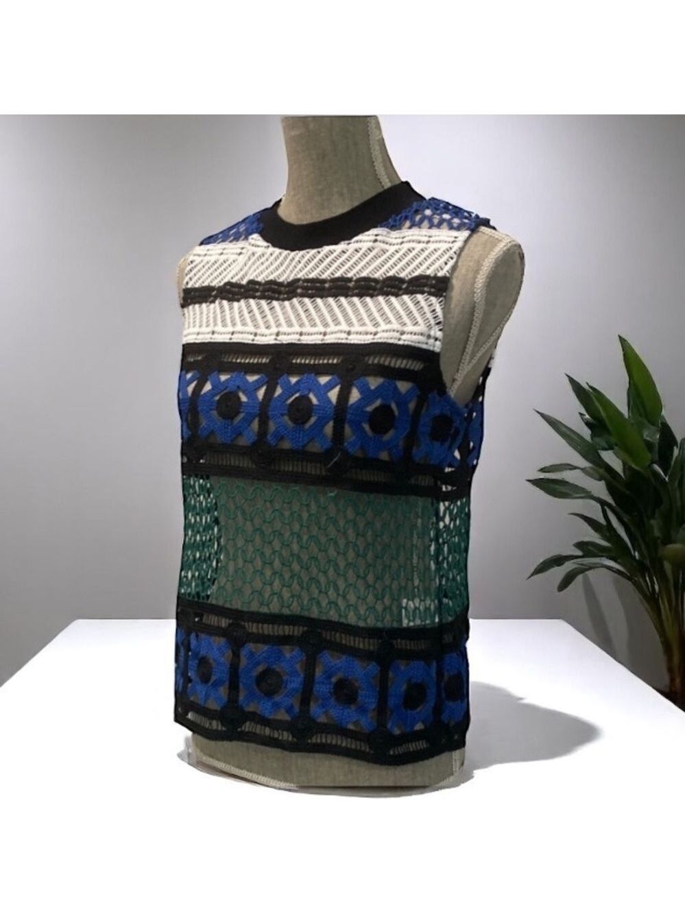 Adiva Talia Multi Pattern Crochet Open Knit Top